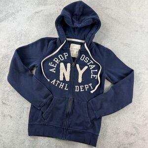 Aéropostale NY Athl Dept Full Zip Hoodie Navy Blue S/P Cotton Blend